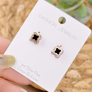 Rose Gold Four-Leaf Clover Stainless Steel Stud Earrings