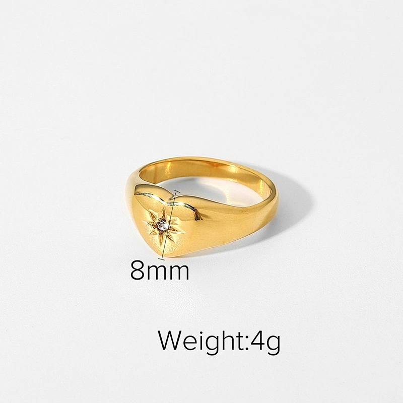 Fashion Stainless Steel Heart Ring Titanium Steel Zircon Ring
