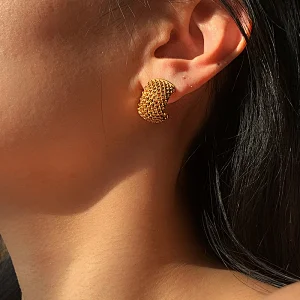 Retro Stainless Steel C Shape Earrings Hollow Earrings Women