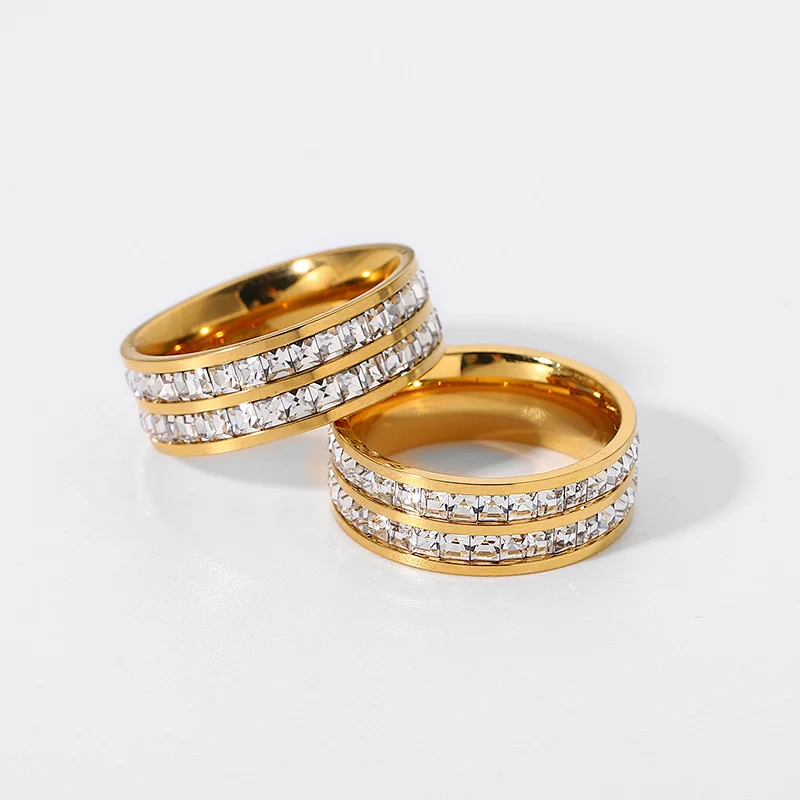 Fashion 18K Gold Plated Stainless Steel Zircon Ring Jewelry