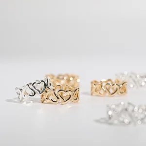 Basic Hollow Heart Ring Gold And Silver Color Manufacturer