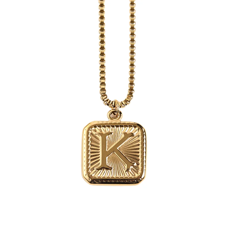 Gold Stainless Steel 26 Letter Charm Necklace Series