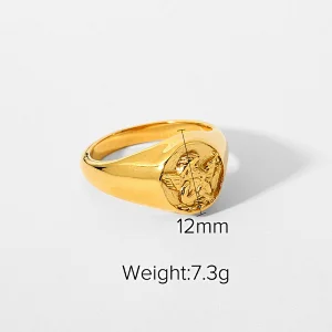 Stainless Steel Ring 18K Gold Metal Titanium Steel Heart Ring