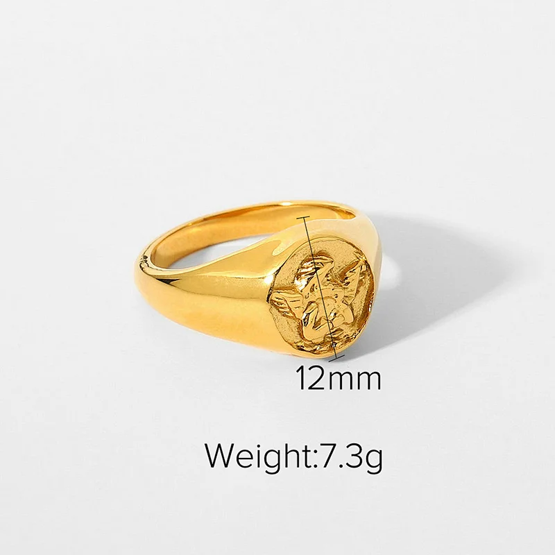 Stainless Steel Ring 18K Gold Metal Titanium Steel Heart Ring
