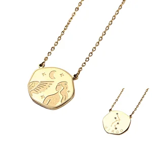 Trend Stainless Steel Zodiac Sign Charm Series Necklace