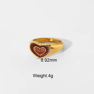 Fashion Cute Steel Metal Heart Ring Titanium Steel Ring