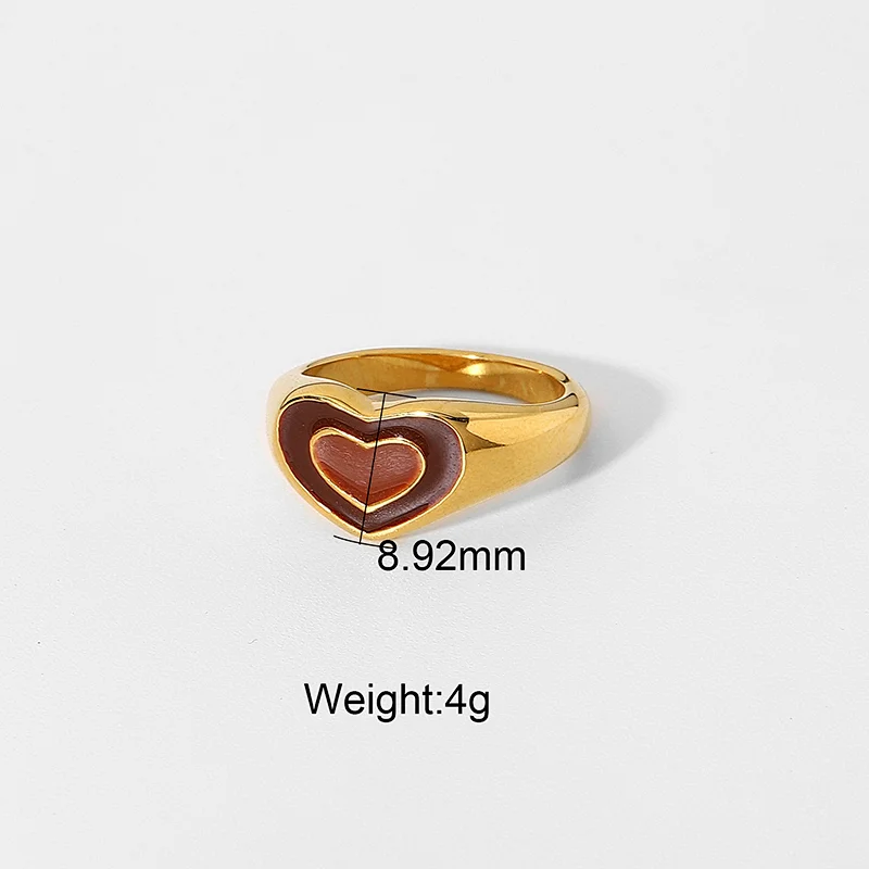 Fashion Cute Steel Metal Heart Ring Titanium Steel Ring