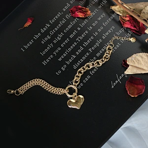 Heart Charm Thick Chain Bracelet Customize