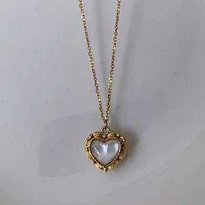 Shell Heart Charm Pendant Chain Stainless Steel Necklace