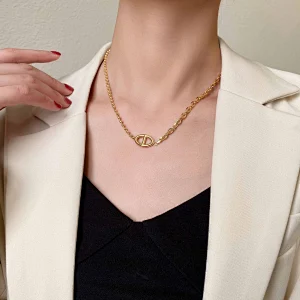 Stainless Steel Simple Thick Chain Necklace Customized