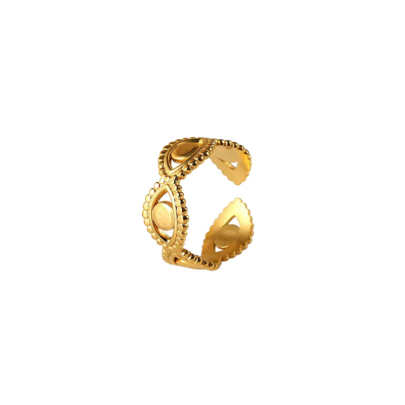 Geometric Stainless Steel Ring Eye Opening 18K Gold Jewelry