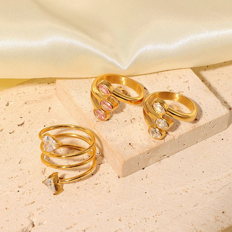 Trend Zircon Stainless Steel Ring Titanium Steel Ring Women