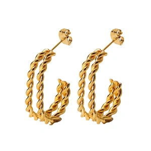 Popular Geometric Stainless Steel Twist Earrings Jewelry