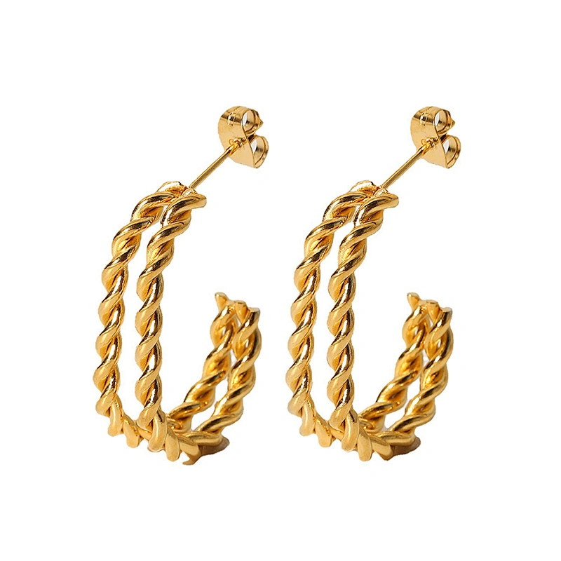 Popular Geometric Stainless Steel Twist Earrings Jewelry