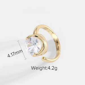Small Charm Brass Jewelry Open Ring Pink Zircon Ring Women