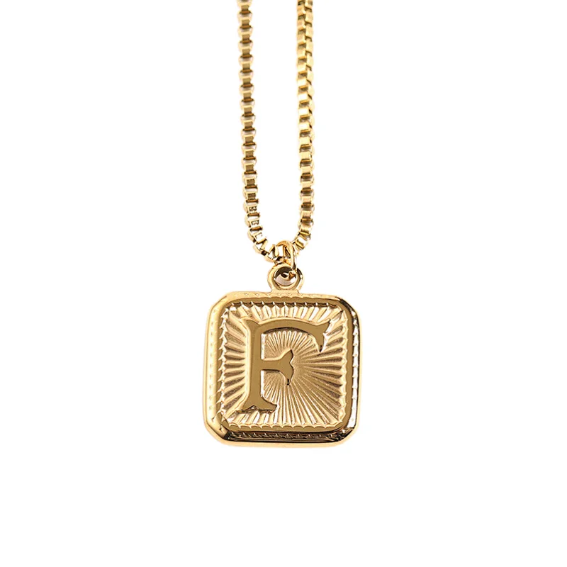 Gold Stainless Steel 26 Letter Charm Necklace Series