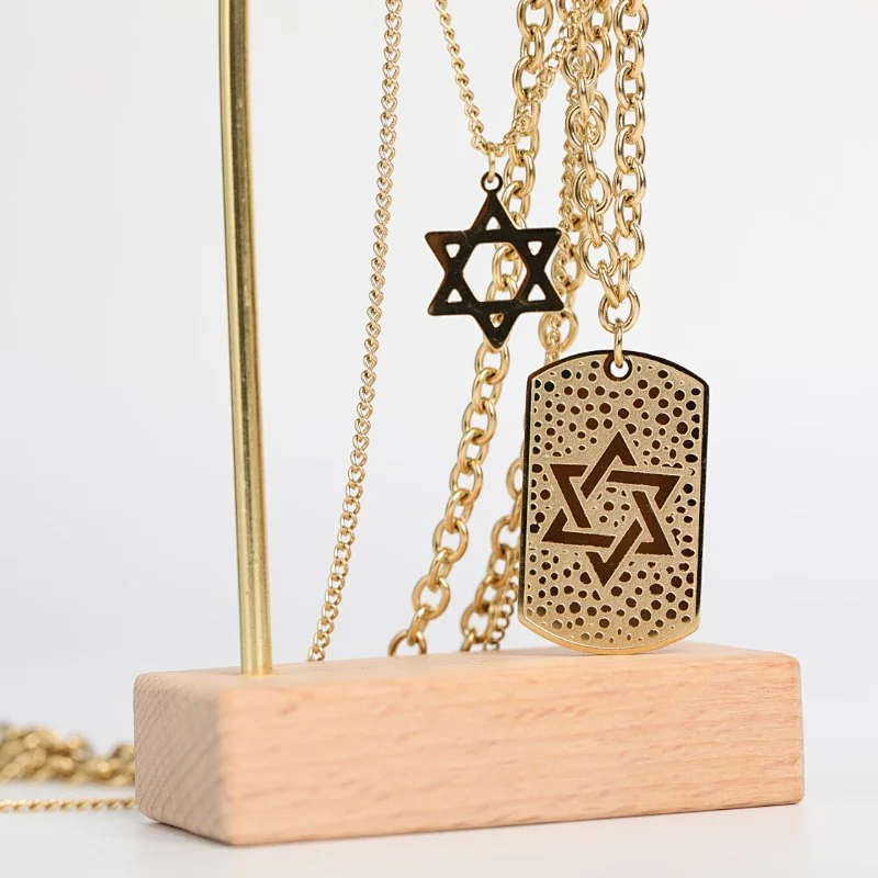 Double Layered Hexagram Charm Pendant Necklace Custom