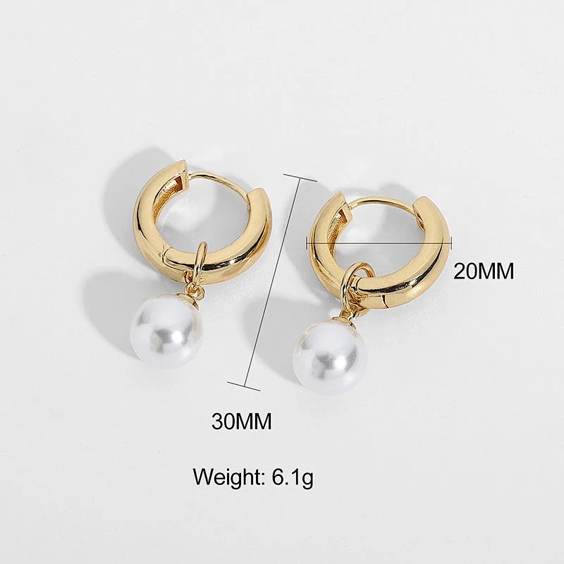 Pearl Dangle 18K Gold Plated Hoop Earrings Wholesale
