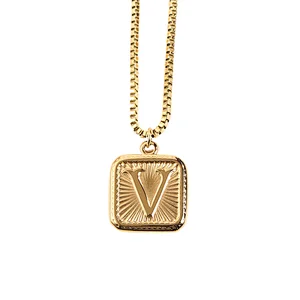 Gold Stainless Steel 26 Letter Charm Necklace Series