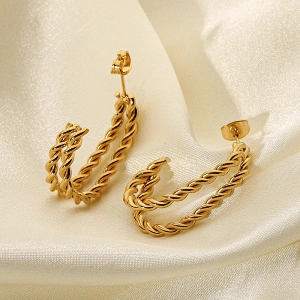 Popular Geometric Stainless Steel Twist Earrings Jewelry