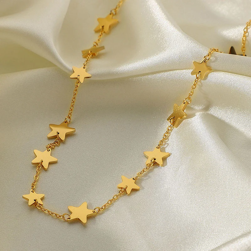 Basic 18K Gold Plated Pentagram Handmade Necklace Wholesale