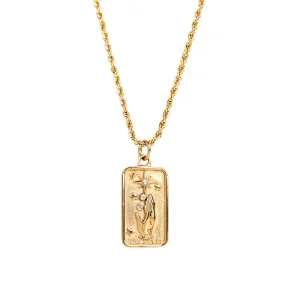 316L Rectangle Pendant Cubic Zirconia Necklace