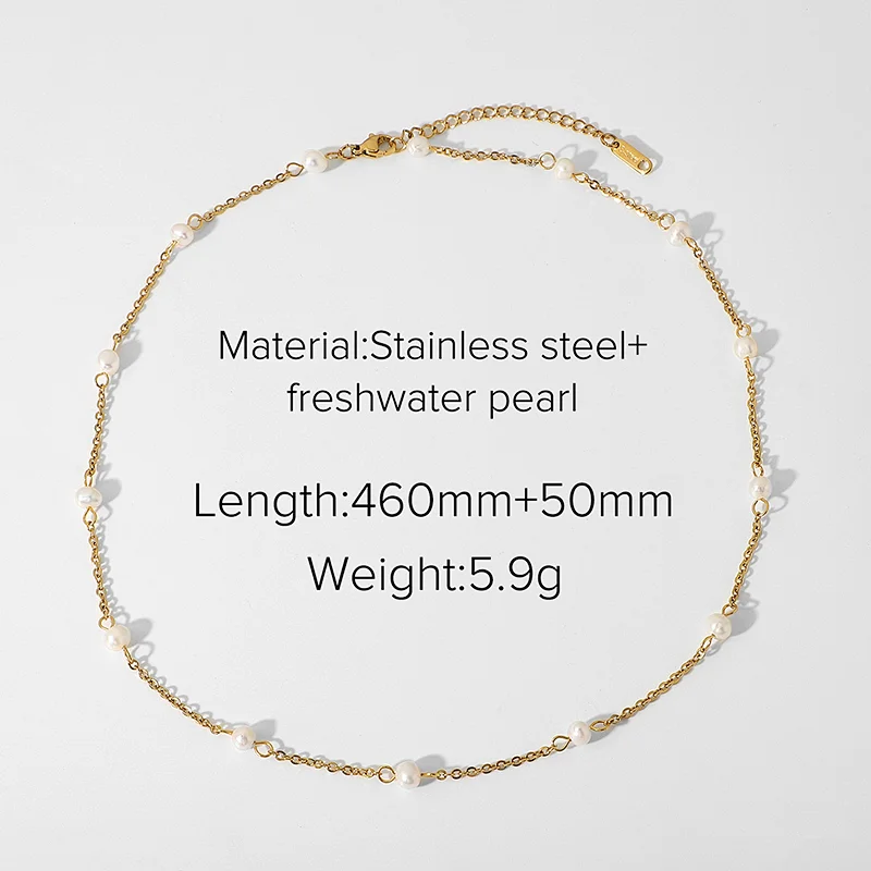 Vintage Freshwater Pearl Choker Stainless Steel Necklace