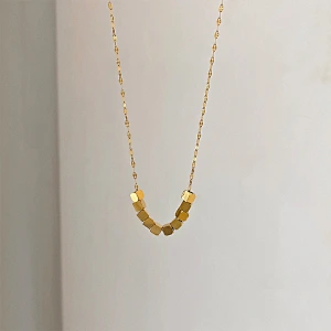 Stainless Steel Small Cubic Beads Exquisite Chain Necklace