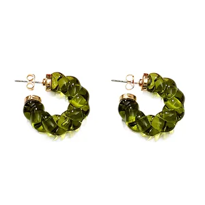 Solid Color Clear Resin C-Shaped Twist Earrings For Women