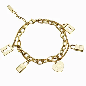 Stainless Steel Multi-Accessory Double Layer Bracelet