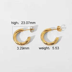Wholesale C Shape Earrings Stainless Steel Hoop Earrings