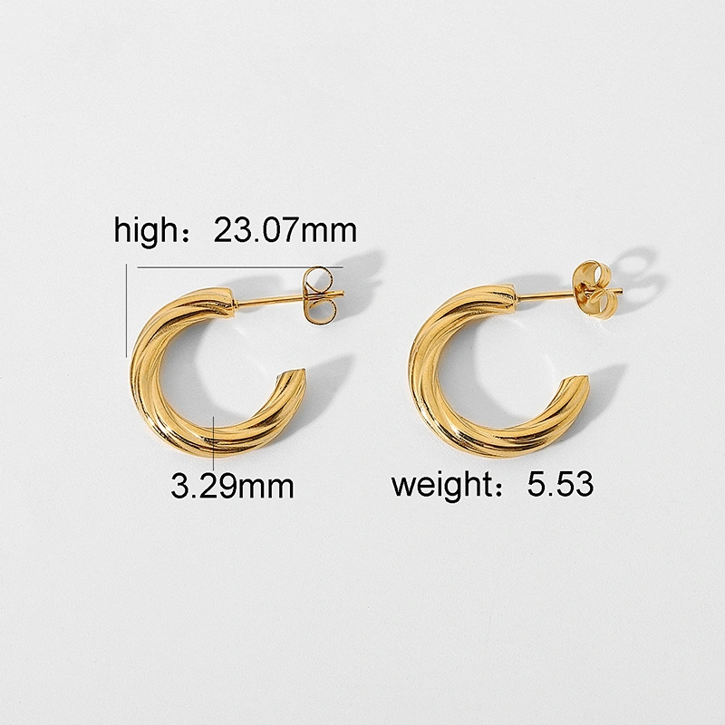 Wholesale C Shape Earrings Stainless Steel Hoop Earrings