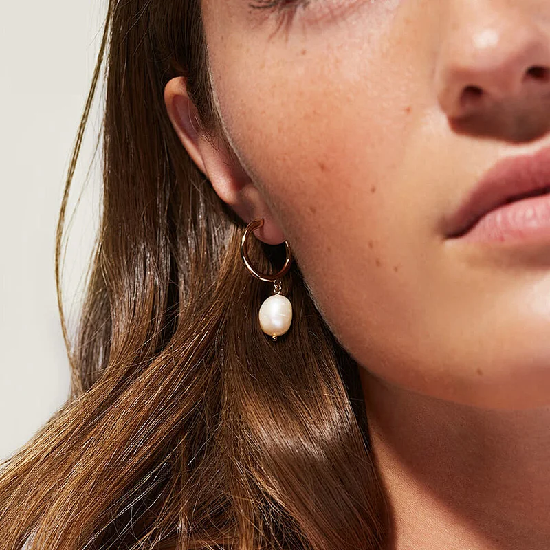 Retro Freshwater Pearls Earrings C Shape Earrings Women