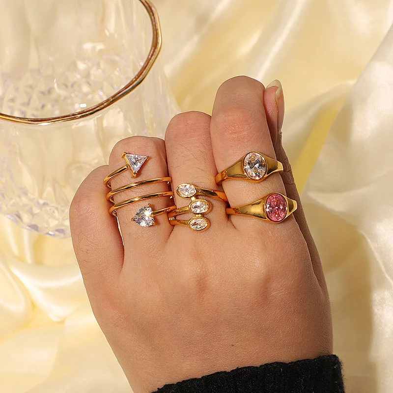 Trend Zircon Stainless Steel Ring Titanium Steel Ring Women