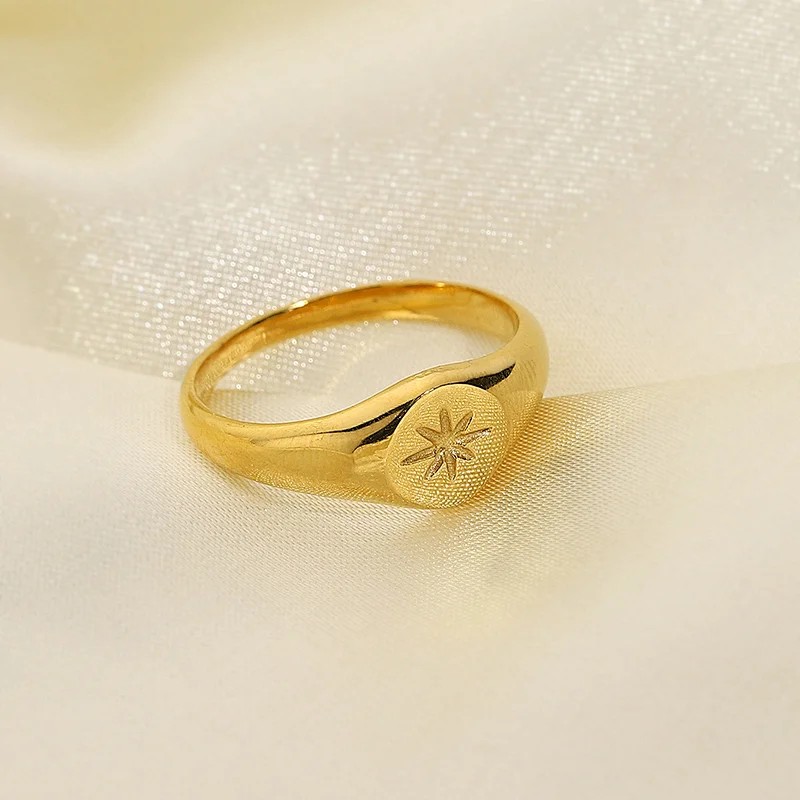 Stainless Steel Ring Fashion Engrave Geometric Pattern Ring