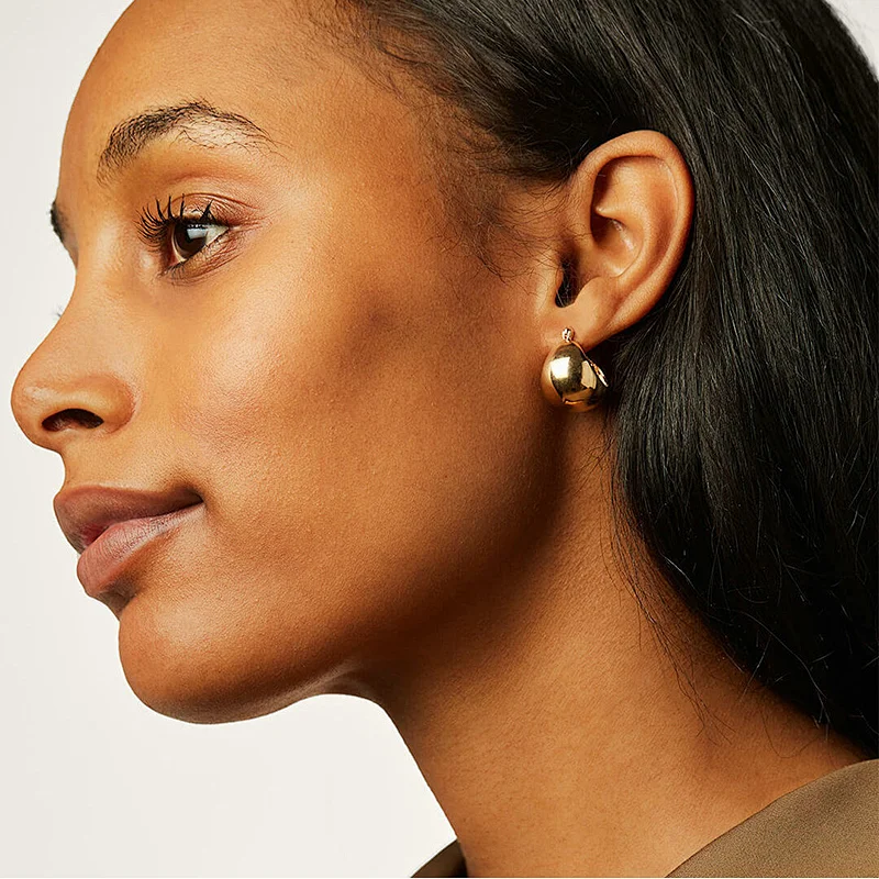 Titanium Steel Stereo Ball 18K Gold Plated Steel Earrings