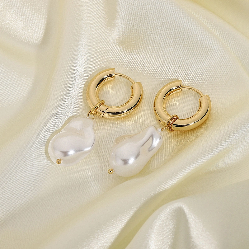 Fashion Fresh Water Pearl Bead Small Hoop Earrings