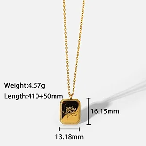 New 18k Gold Plated Engraved Necklace Flower Pendant Necklace