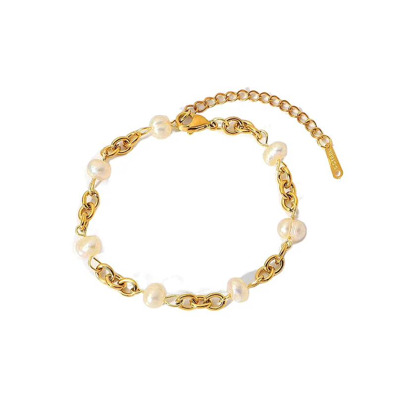 Vintage Stainless Steel Freshwater Pearl Bracelet Customize