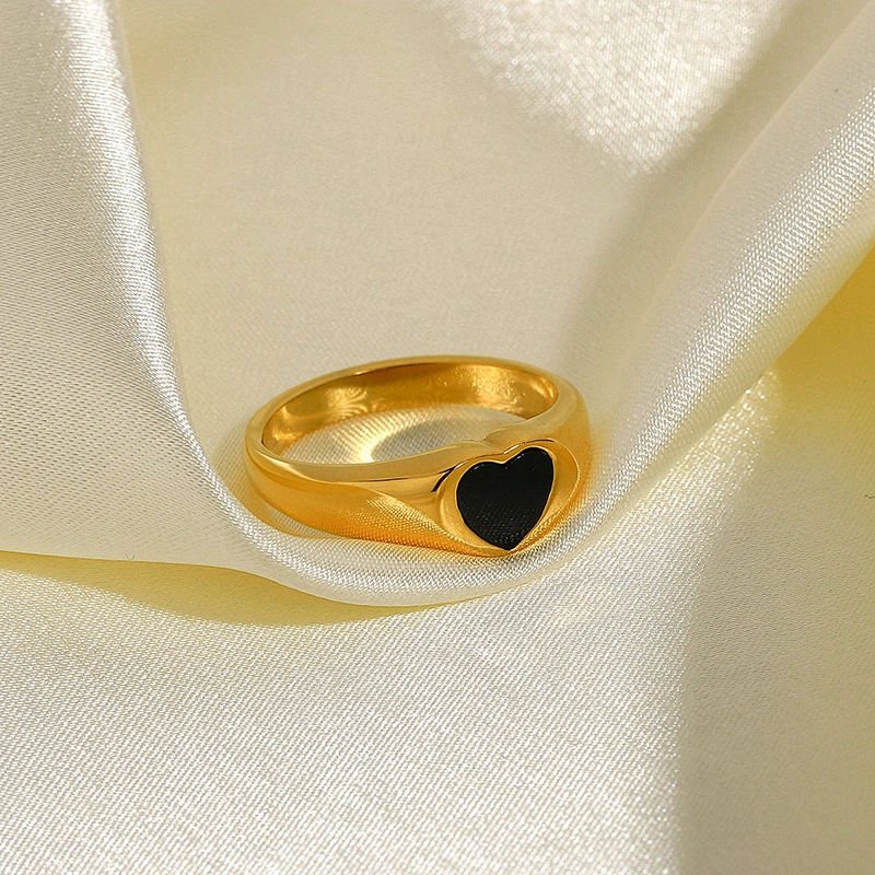 Stainless Steel Heart Ring 18K Gold Plated Heart Ring