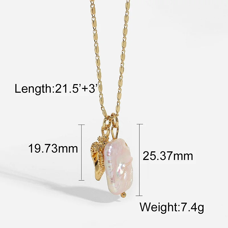 Stainless Steel Pendant with Chain Rectangular Pearl Necklace