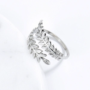 Adjustable Stainless Steel Olive Leaf Rings For Women