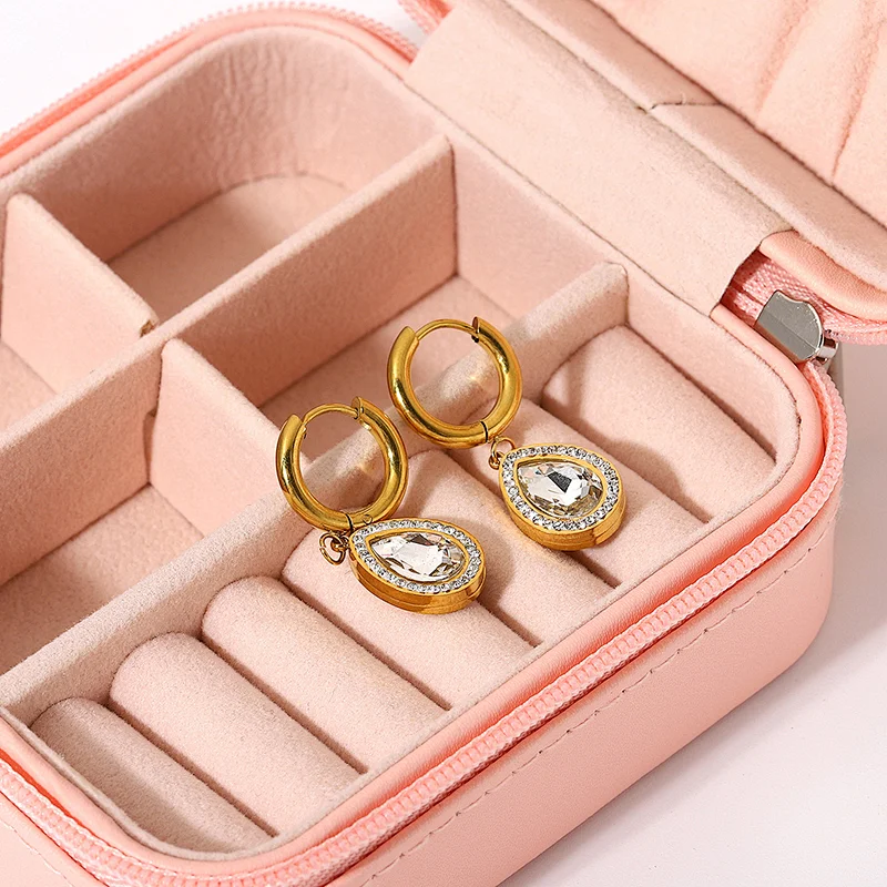 Fashion Metal Jewelry Zircon Hoop Earrings Charm Women