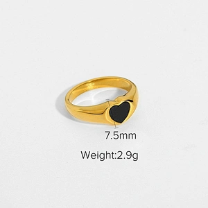 Stainless Steel Heart Ring 18K Gold Plated Heart Ring