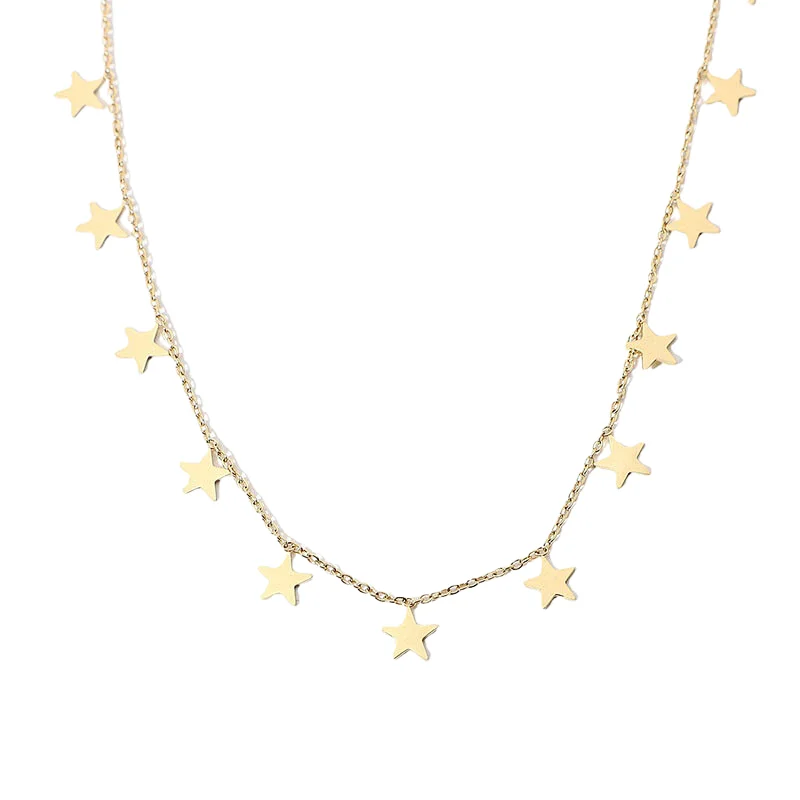 18K Gold Color Women Stainless Steel Chain With Star Pendant