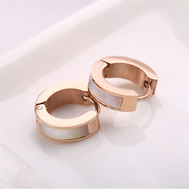 Stainless Steel Inlaid With Natural Shell Earrings Wholesale