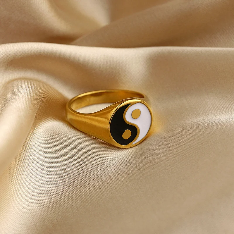 Stainless Steel Ring 18K Gold Metal Titanium Steel Heart Ring