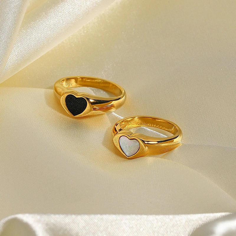 Stainless Steel Heart Ring 18K Gold Plated Heart Ring