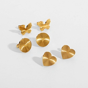 18K Gold Plated Titanium Steel Butterfly Heart Stud Earrings