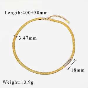 Stainless Steel Multicolor Rectangular Zircon Women Necklace